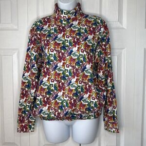Vintage LILLY‎ PULITZER Butterfly 'Lilly' Cursive 100% Cotton Turtleneck Top M